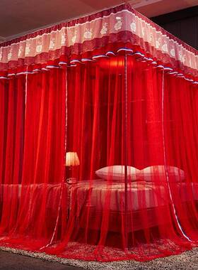 *三开风门地蚊帐1.5落AC131.8m床双人支架家用新款宿m舍纹账