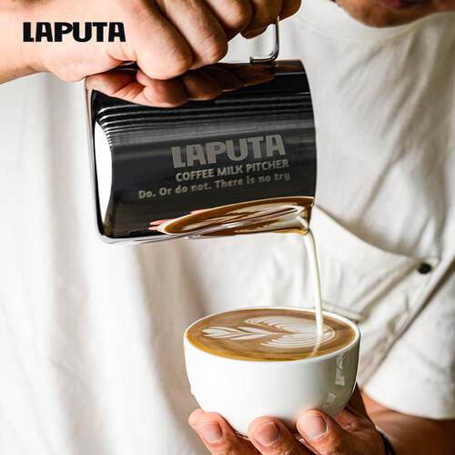laputa勒顿不锈钢拉花缸600ml尖嘴拉花杯咖啡器具带刻度打奶泡杯