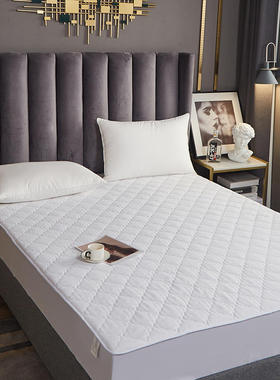 酒店宾馆夹棉衍缝床垫白色防滑固定床笠席梦思保护套单件床罩民宿