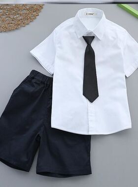 儿童白色短袖衬衣幼儿园演出服小主持人六一小学生大合唱表演服装