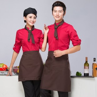 舒适时尚餐饮工作服男西餐咖啡厅火锅酒店网咖服务员工作服长袖女