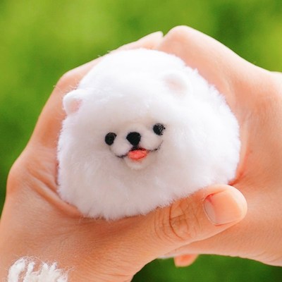 数绵羊羊毛毡戳戳乐diy手工材料包 萨摩耶狗狗猫咪毛球玩偶挂件