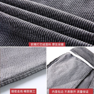 秋冬九分直筒条绒裤子高腰加绒加厚粗灯芯绒弹力大码阔腿女裤