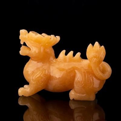 天然黄玉龙之九子囚牛睚眦嘲风蒲牢狻猊狴犴负屃螭吻龙子动物摆件