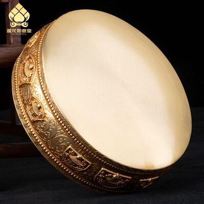 曼扎盘尼泊尔工艺铜三十七供曼达八吉祥藏式摆件修盘曼茶罗盘