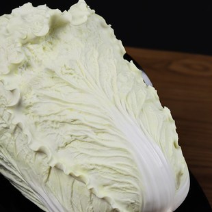 东方泥土 陶瓷白菜摆件 家居客厅电视柜酒柜装饰工艺品/百财聚来