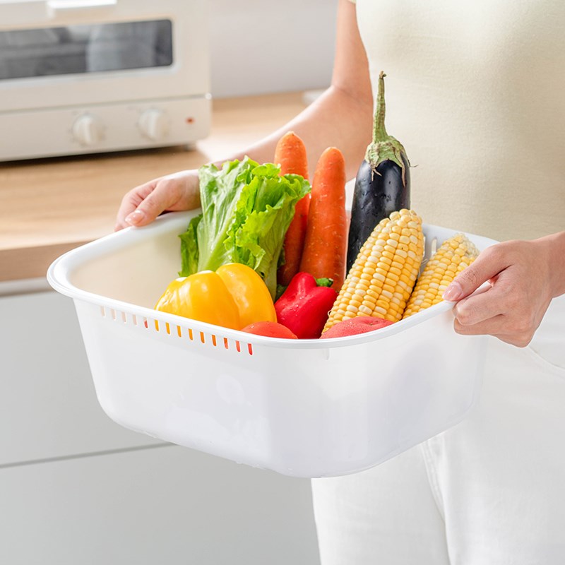 双层塑料沥水篮洗菜盆洗菜篮厨房家用创意淘米洗水果菜篮子水果盘