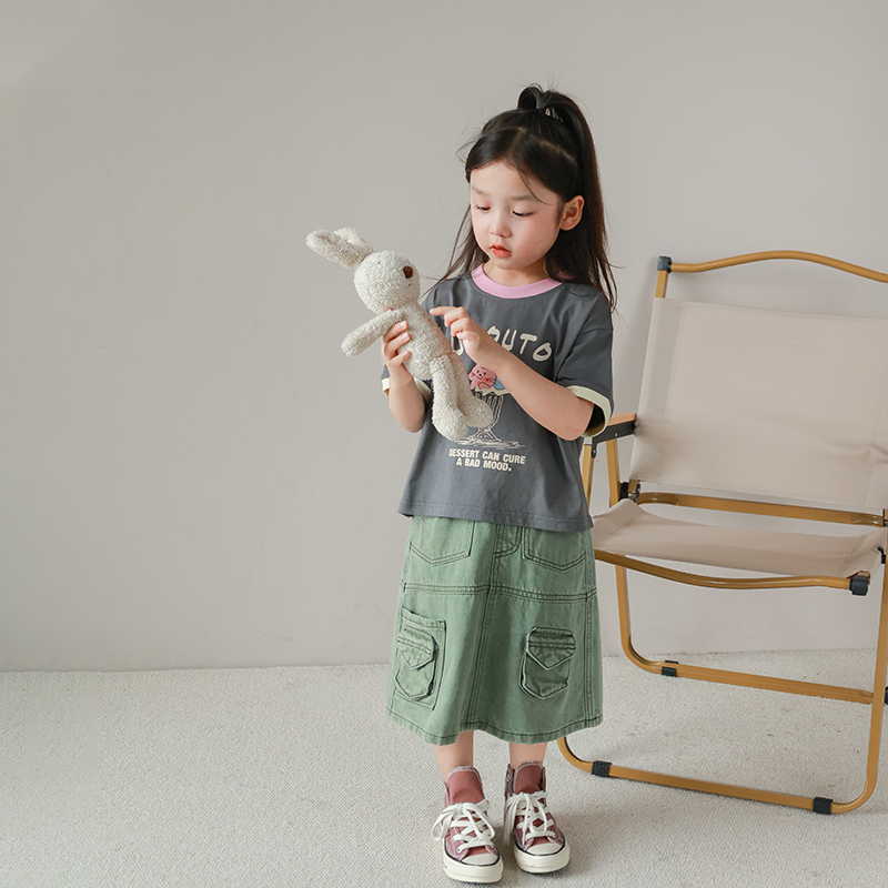 大耳象童装铺女童立体口袋牛仔半裙2023夏季新款女宝个性裙子