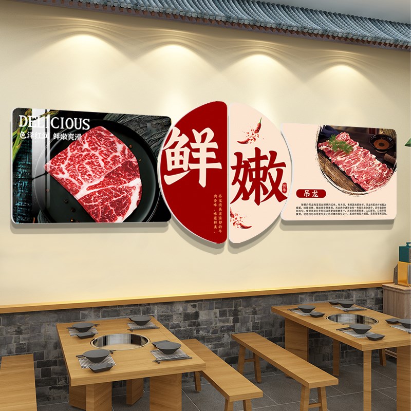 网红牛肉火锅店墙面装饰创意分割解部位图海报餐饮店文化背景墙贴