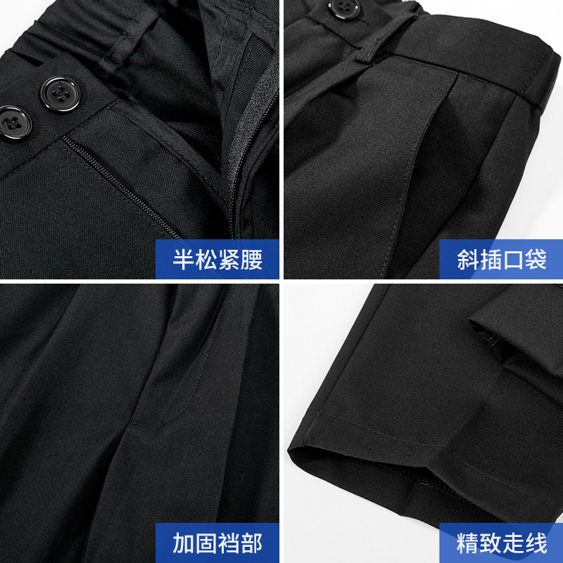 男童黑色西装短裤夏季小学生演出背带深蓝西服裤儿童藏青校服裤子