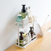 懒地卫生间洗漱台置物架浴室化妆品洗漱用品免打孔防潮铁艺收纳架