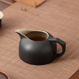 鑫裕源黑陶圆融公道杯家用防烫公杯茶道公道分茶匀杯陶瓷带把茶海