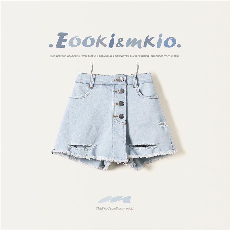 女童小资牛仔半身裙儿童裤裙宝宝休闲短裙女孩裙子短裤2025夏季