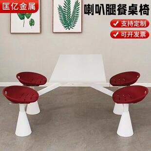 学校工食堂小吃餐桌椅防火板桌面喇叭腿四人位连体快餐桌学生