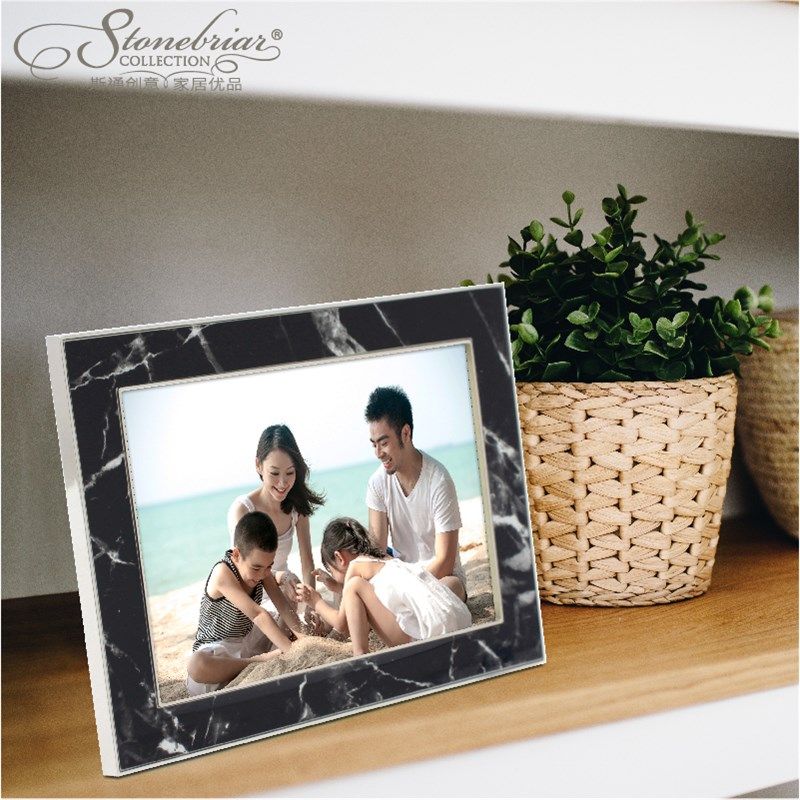 欧式黑色大理石纹银色金属相架相框摆台6寸7寸家庭照片家居装饰