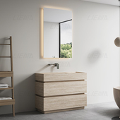 洞石岩板立柱盆一体洗手台盆落地式 浴室洗脸盆阳台别墅洗手池定制