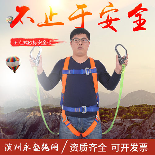 五点式双大钩安全带高空作业保险带空调安装耐磨安全绳全身防坠落