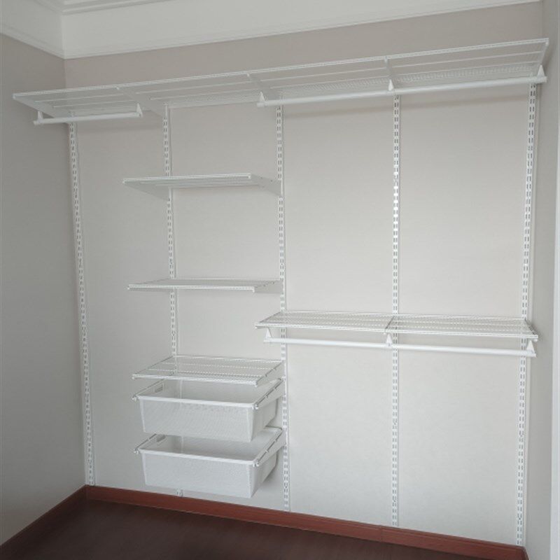 定制砌墙卧室衣柜DIY步入式金属衣帽间L型转角衣柜钢架结构配件