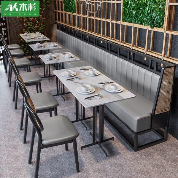 餐饮卡座沙发桌椅组合定制高端咖啡西餐厅火锅烧烤店酒吧复古铁艺