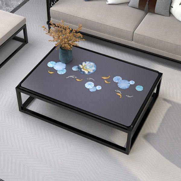 好看新中式古风清新素色花朵莲叶客厅软塑料玻璃防水茶几桌布,居家布艺,茶几垫,淘宝优惠券,粉丝福利购,淘宝优惠卷