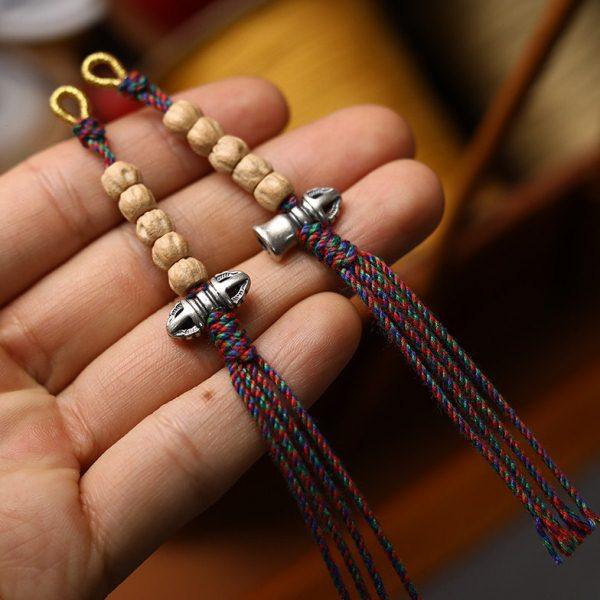 原创全手工编织柏香籽金刚杵金刚铃菩提子侧挂星月小金刚文玩配饰