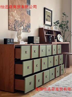 约中古实型木饰NYG面法式复古斗妆台一体柜简卧室家用小户床尾梳