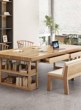 全实台木大书原木字风办桌公电脑桌工作阅读学习桌写842桌长方形