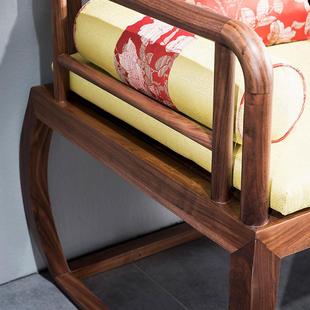 新中推拉罗汉床客厅桌茶椅合黑胡桃木茶室组客厅休闲双人罗BOP式