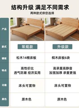 全实木1米8双人床骨架主卧床家用床架JCF排.橡木床出租房用15m单