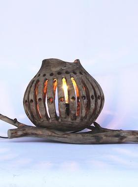 厂家销售专业手作烧木工艺落地制台灯田工园温馨民桐宿装BSX饰灯