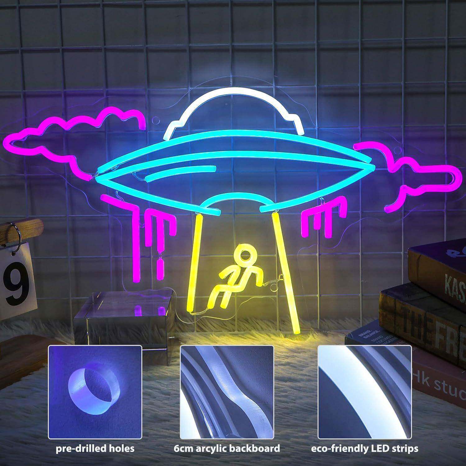 赛博风PUWU虹FO外竞星人霓灯科幻主题装饰灯电房墙面氛围挂灯