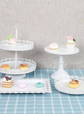 欧式点心架摆台托品甜台展盘示CSW架铁摆艺件婚礼蛋糕架白色套装