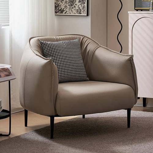 人轻奢待沙发椅简约家用户型客单厅卧室小公寓酒店接皮艺懒395人