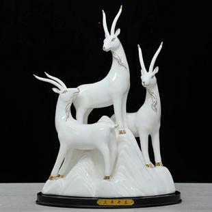 陶瓷三羊开泰羊风酒水摆件复古客厅XAQ柜家装饰品阳泰开三办公室