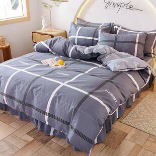 纯棉全棉床上8用品四件套ROW.51米1.m床笠床款床裙罩单双人被套4