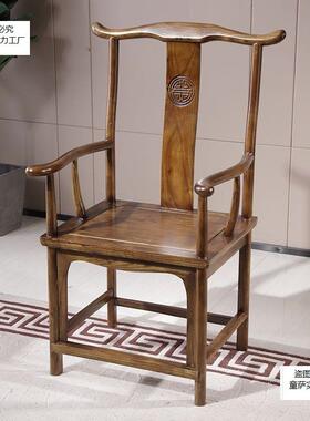 新太中式实椅主人木椅师椅圈椅三件套背63505家用办公室茶桌椅扶
