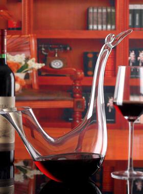 订制LOO型无铅水玻璃企G晶WHW鹅醒酒器人工吹制一体成创意红酒醒