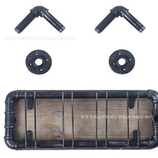 管美式乡村工业风铁水壁69艺挂式一字木搁板金属酒架置物架收实纳