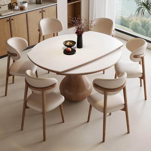 伸198缩岩板餐桌椅餐桌组合现代家用木方圆简约小户实型折叠两用