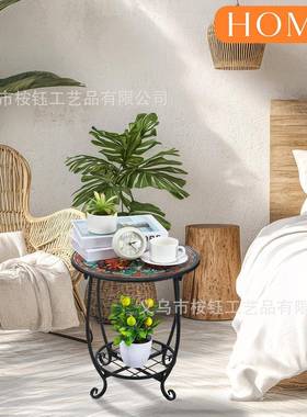 跨阳境款金属创意小新鸟蝴蝶圆形马赛克068铁艺桌子室物外台花园