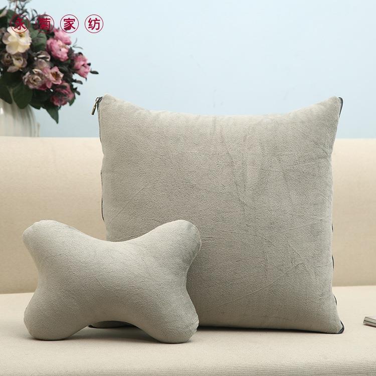 汽车抱枕被子用超柔车载靠两垫被枕两件套垫纯色超柔抱枕头沙发靠