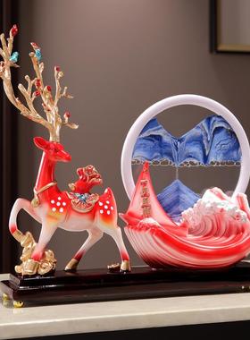 创意风生水饰起沙漏流沙画摆件AL100655奢轻客厅酒柜电鹿视柜装品