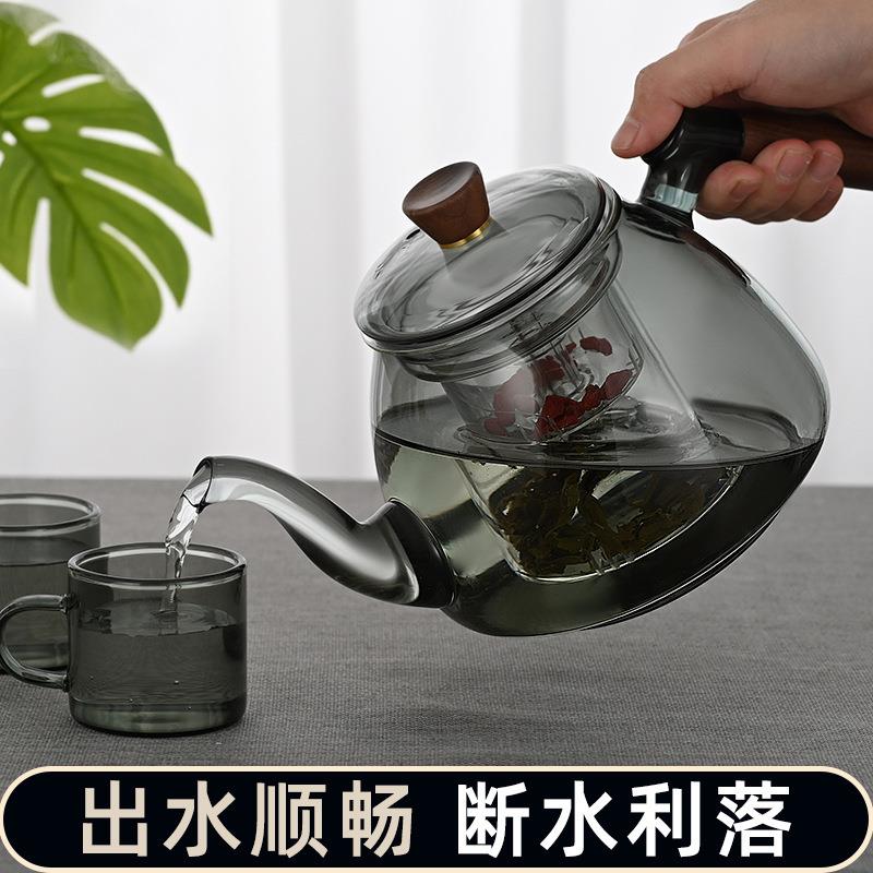 透明茶壶耐热玻大玻璃围容量炉煮茶的茶具蒸煮两用璃壶煮琥珀色凉