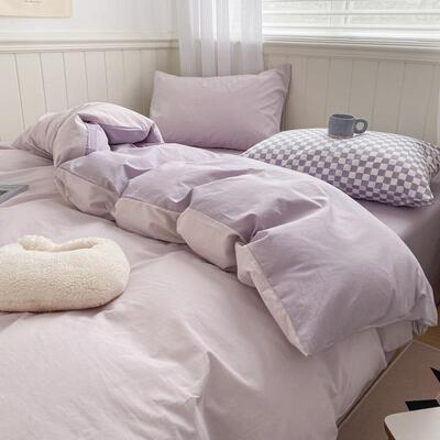 纯色纯棉水舍洗棉床上四件套10床0EX220416全棉套品被学生宿床单