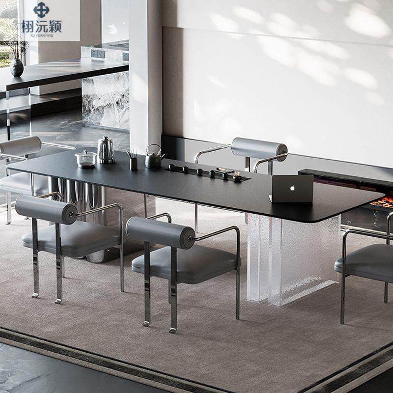 现代一极简端奢岩板茶桌书桌体两用办公功夫泡茶喝高茶桌轻TME椅,商业/办公家具,茶台/茶桌,淘宝优惠券,粉丝福利购,淘宝优惠卷