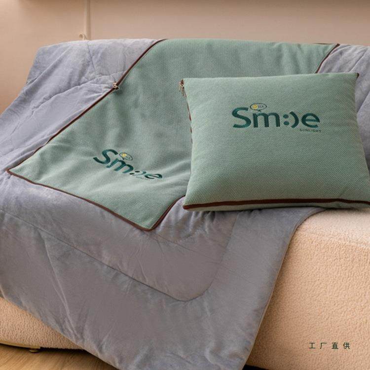 加厚水绒枕晶被两用二合一午休枕头被汽车靠枕办公室午F97H8M66子