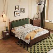 靠中风双人1古床1.5米.8米美式 复古实木床主卧背软包婚床ZRL高箱