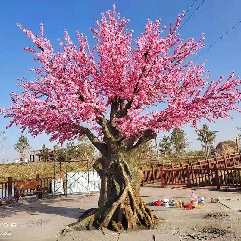 仿真桃花大型绿植仿景区工程造景民树PJP宿庭院冬季装饰件真桃摆