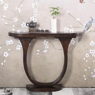 新中式入户靠墙原木关WUQ桌超窄实台木条过道端景供桌案玄幻桌半