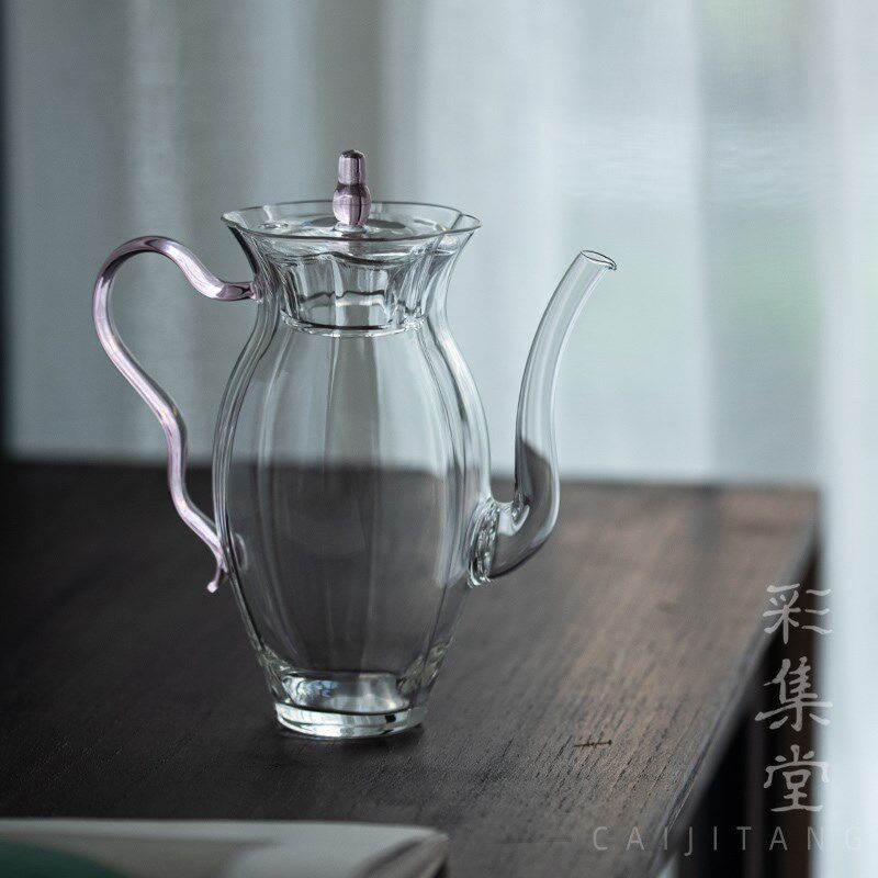 彩集棠 花漫耐热玻璃茶壶 内孔过滤冲泡花茶壶功夫茶具茶杯套装